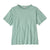 Women's short-sleeve crew neck t-shirt in light mint green, flat lay front view