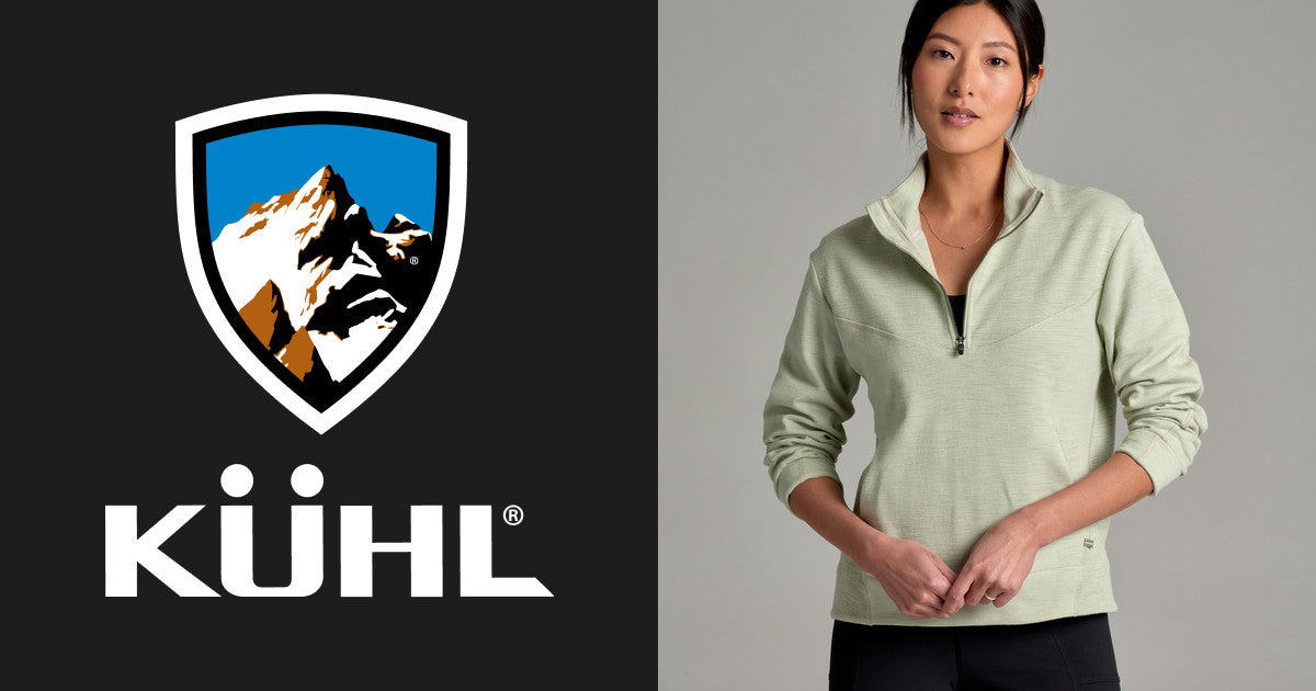 Women's quarter-zip pullover in light sage green, front view on model
