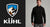 Men's quarter-zip fleece pullover in black, front view on model