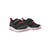 Black children's sneakers with velcro straps, red accents and white soles