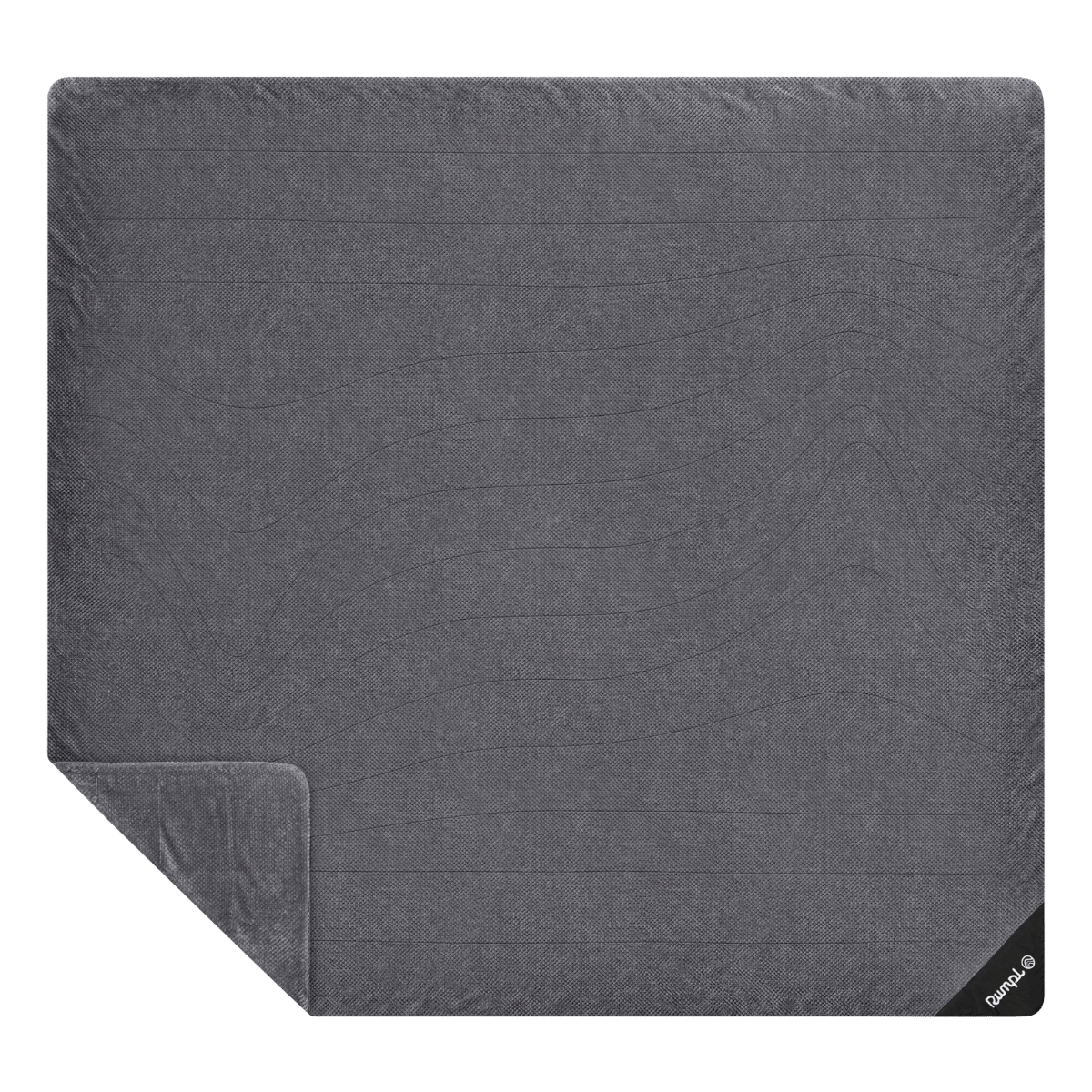 Large two-person fleece blanket laid flat, showing quilted horizontal stitching and folded corner