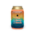 Can koozie with rainbow gradient pattern, front pocket with snap button closure, coral trim