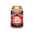 Tie-dye patterned beverage can cooler sleeve with snap closure, shown on standard drink can