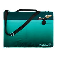 Teal gradient outdoor mat with black shoulder strap and carabiner clip attached