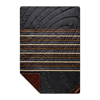 Quilted outdoor mat with horizontal striped pattern and brown backing, flat lay view