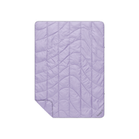 Light purple quilted travel blanket with wave stitching pattern, laid flat showing full size