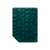 Dark teal quilted travel blanket with wave pattern stitching and bright green border trim