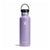 Light purple insulated stainless steel water bottle with black flex cap and carry handle, front view