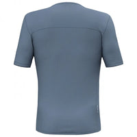 Blue-gray athletic t-shirt with ribbed texture shown from back view on white background
