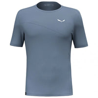 Men's athletic t-shirt in blue-gray color with crew neck and diagonal seam detail