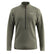 Olive green fleece pullover with half zip and stand collar, front view