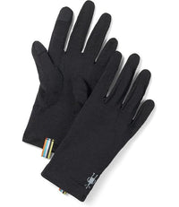 Black merino wool gloves with touchscreen fingertips, shown in overlapping pair