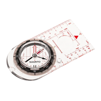 Baseplate orienteering compass with transparent acrylic plate, ruler markings, and magnifying lens