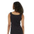 Black sleeveless tank top with ribbed detailing, back view on model