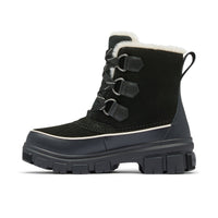 Women's winter snow boot with lug sole, faux fur lining, and lace-up front, side view