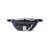 Purple waist pack with black grid pattern front pocket and white rope drawstring