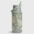 32oz wide mouth insulated water bottle with flex straw cap and botanical leaf design, three-quarter view