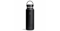 40oz wide mouth insulated stainless steel water bottle with flex cap and carry loop, front view