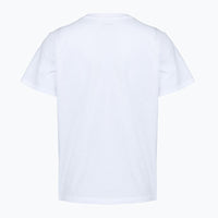 Light blue women's short sleeve athletic top shown from back view on clean background