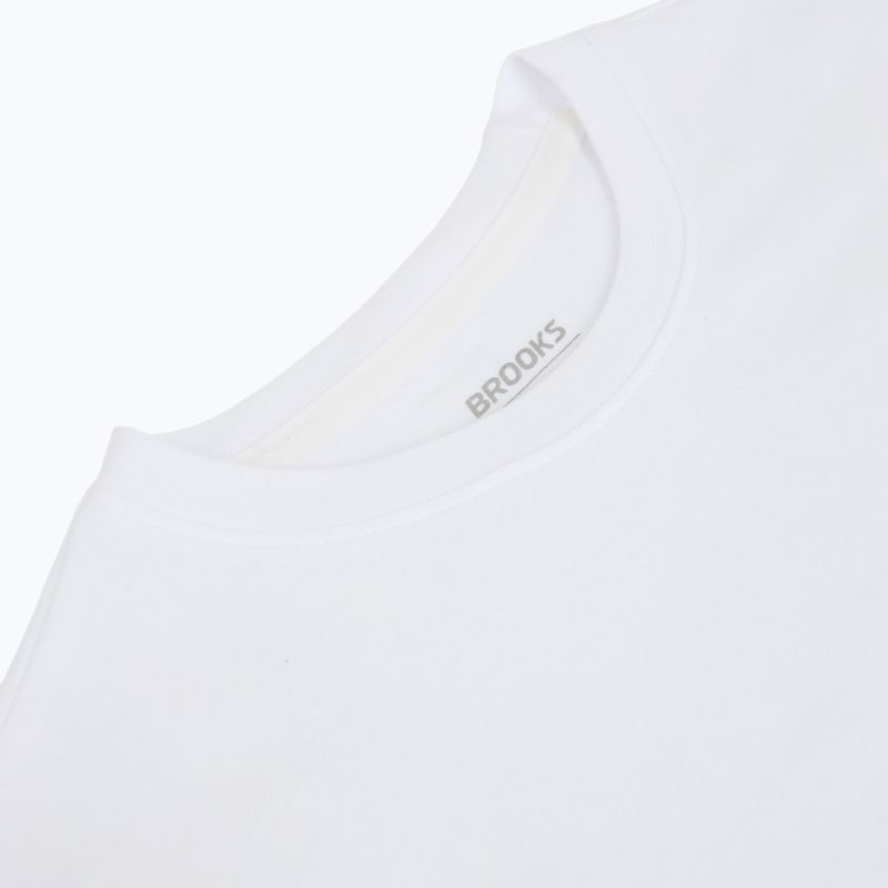 White athletic tank top with rounded neckline and subtle color accents, front view