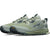 Women's trail running shoes in sage green with Vibram outsole, shown as a pair at an angle